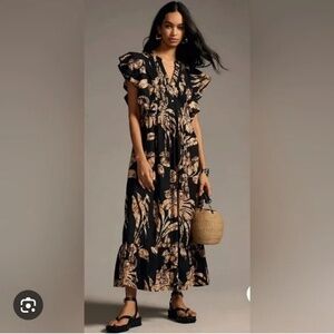 NWOT Anthropologie Maeve Cassandra Maxi Dress Ruffle Cotton size Small